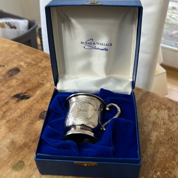 Vintage Silver Baby Cup Engraved name Julie by Burke & Wallace Silversmiths